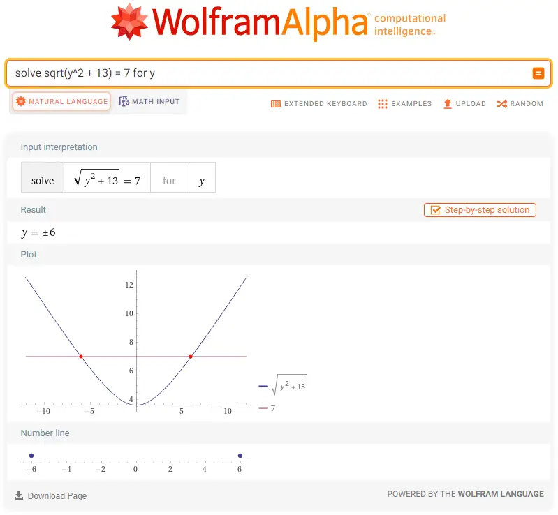 wolfram alpha solving math problems with roots