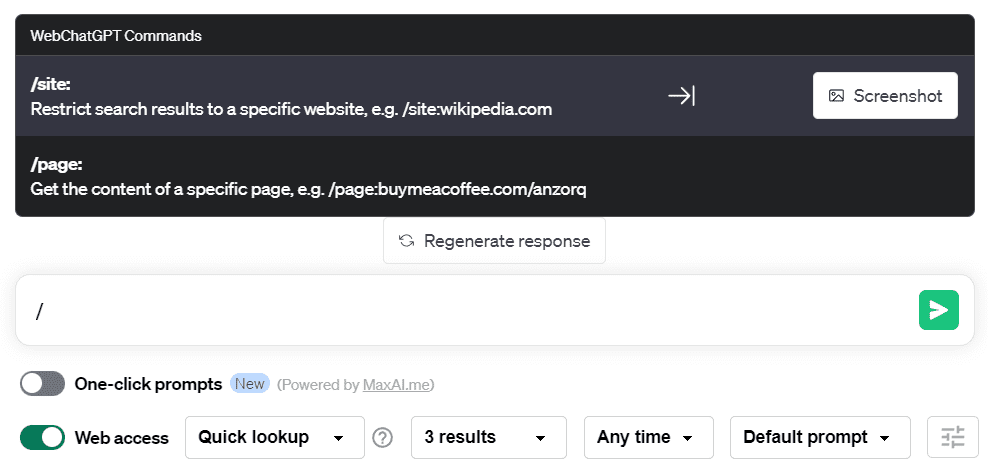 webchatgpt commands