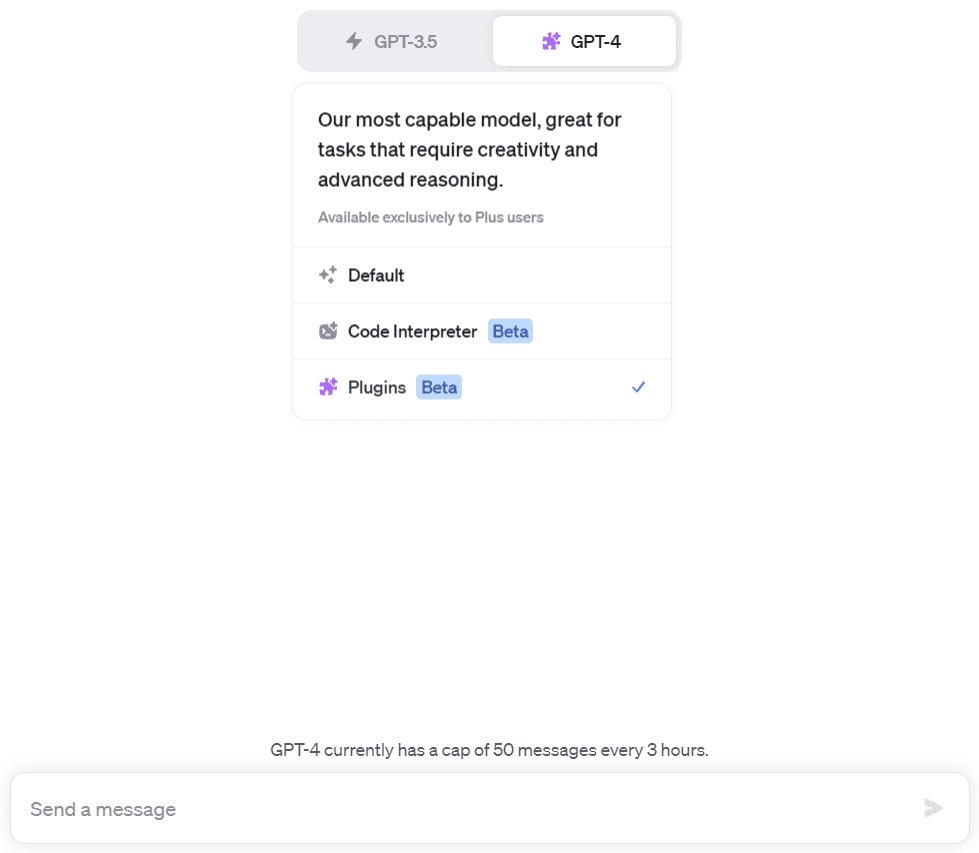 chatgpt plus select gpt-4 plugin