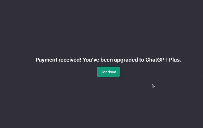 chatgpt plus subscription payment received