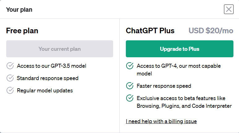 chatgpt upgrade to plus plan