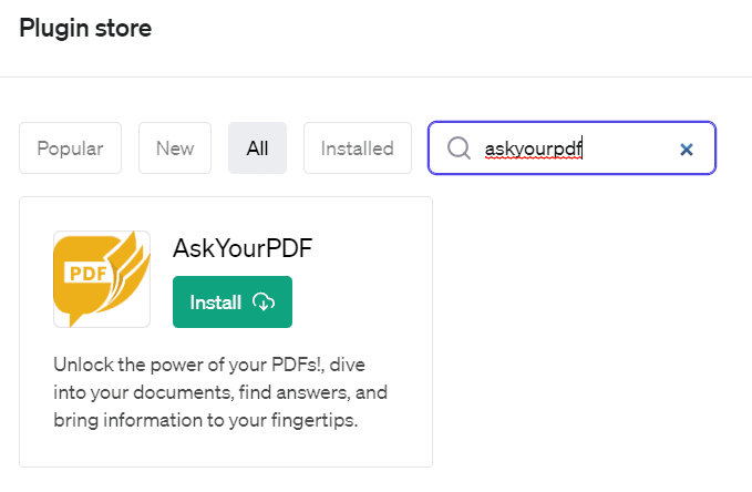 install askyourpdf chatgpt plugin