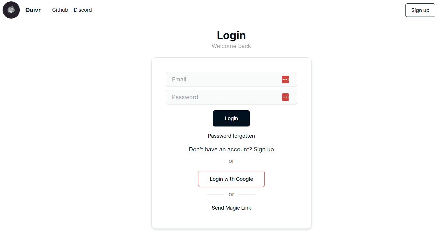 quivr login page