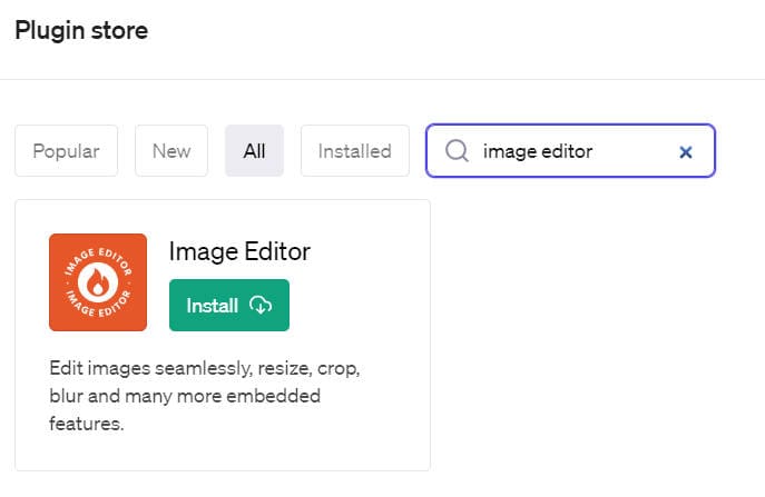 chatpgt plugin store search image editor