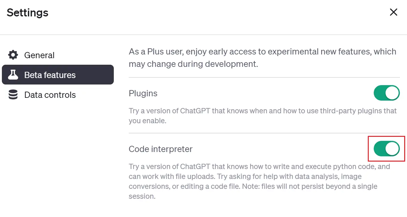 chatgpt beta features code interpreter