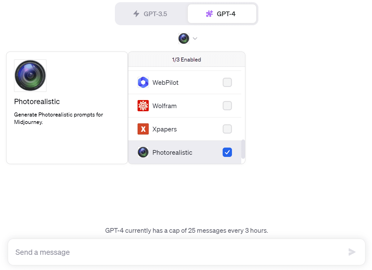 chatgpt choose photorealistic plugin