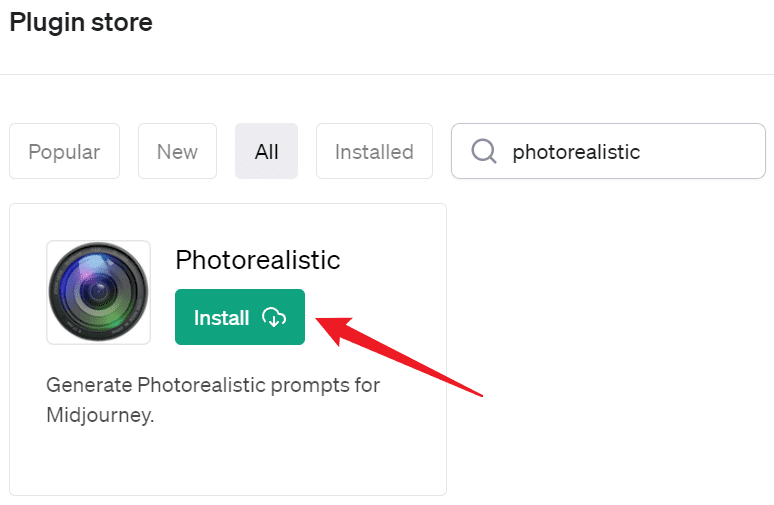 install chatgpt photorealistic plugin