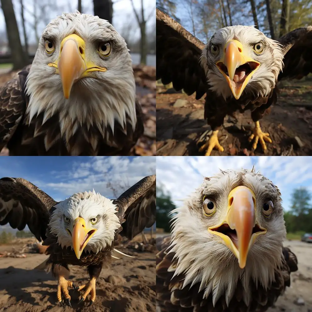 bald eagle point of view camera angle midjourney