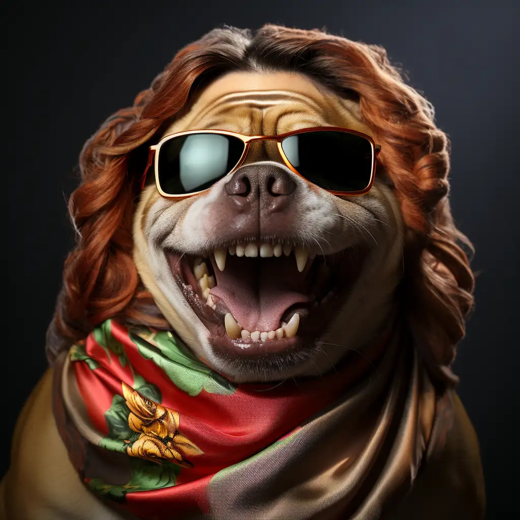 bulldog with silk scarf by midjourney inpainting
