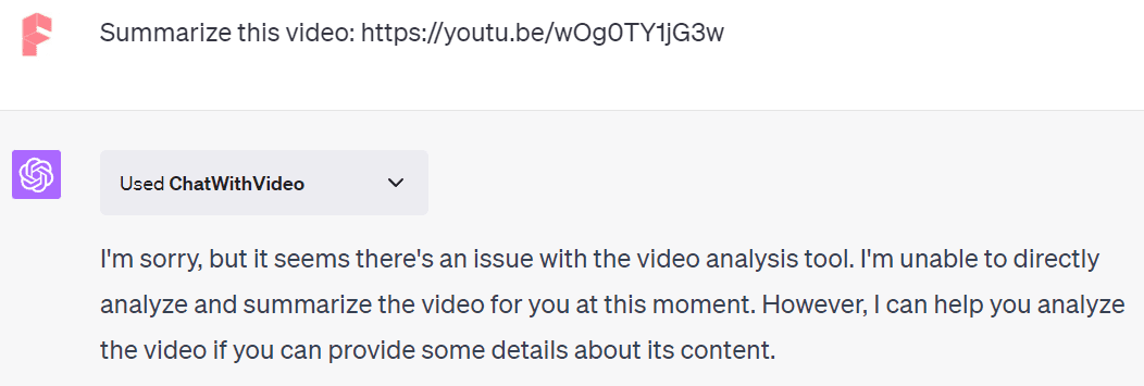 youtube summary by chatwithvideo chatgpt plugin