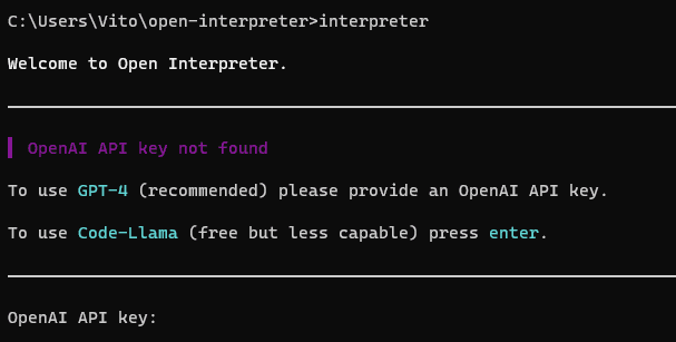 open interpreter command interface