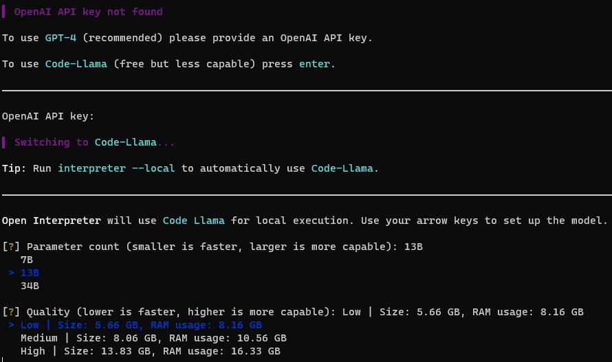 open interpreter run locally setup