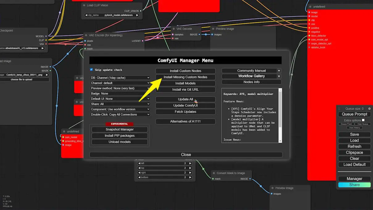 comfyui manager install missing nodes