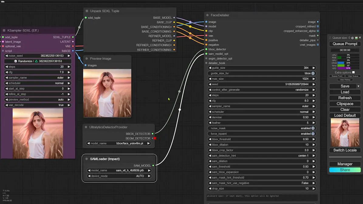 facedetailer in comfyui