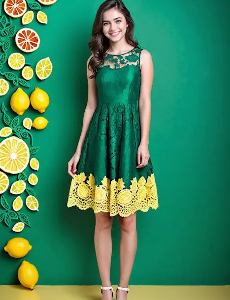 1girl lemon yellow background 2