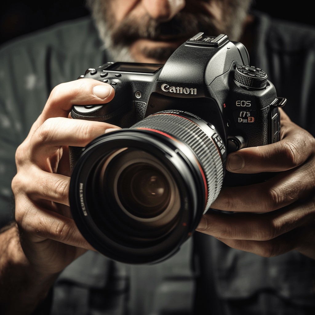 A close-up shot of a DSLR camera by midjourney