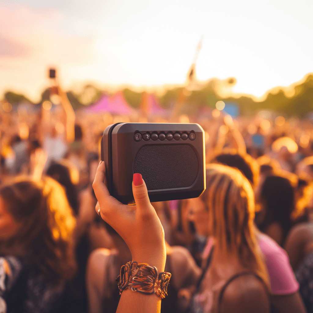 A close-up shot of a portable speaker by midjourney