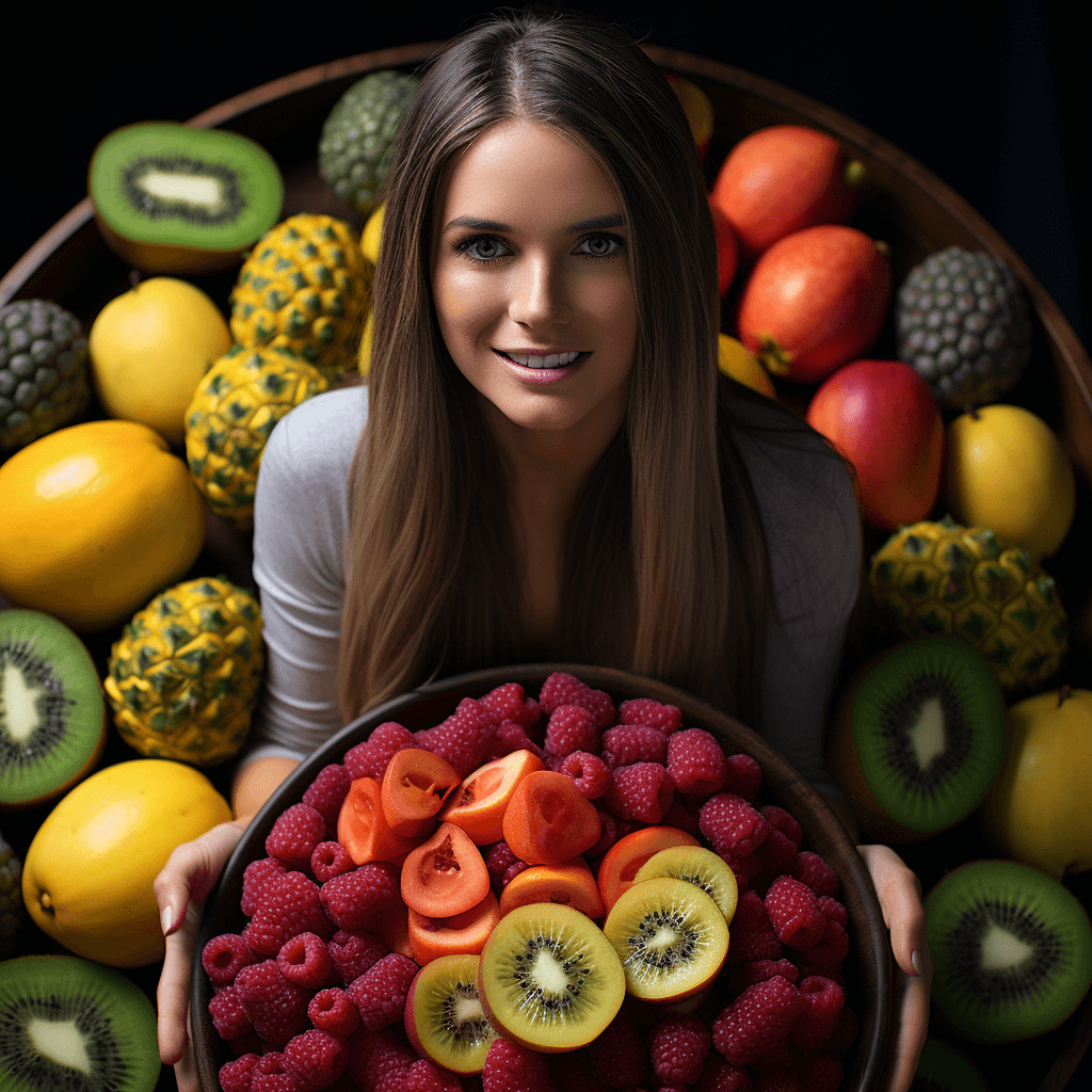 Woman centered in a frame of exotic tropical by midjourney