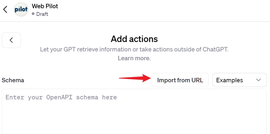 custom gpt import schema from url button