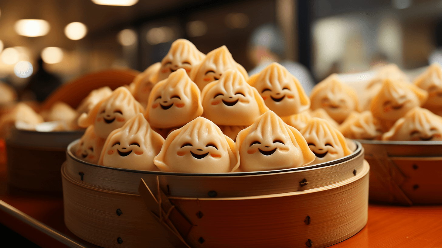 happy dumpling in the steamer by midjourney