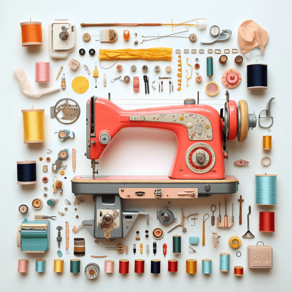 knolling sewing machine soft daylight by midjourney